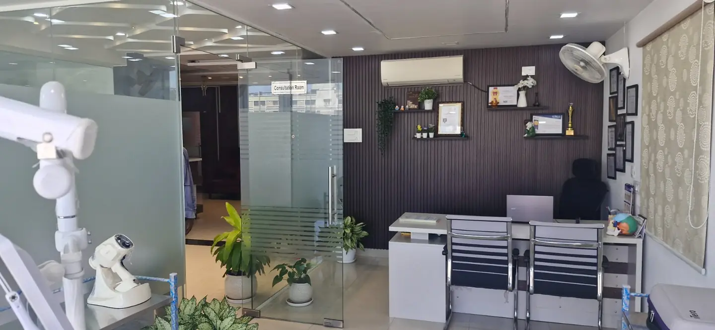 Happy Smile Designers dental clinic reception in Nizampet Hyderabad
